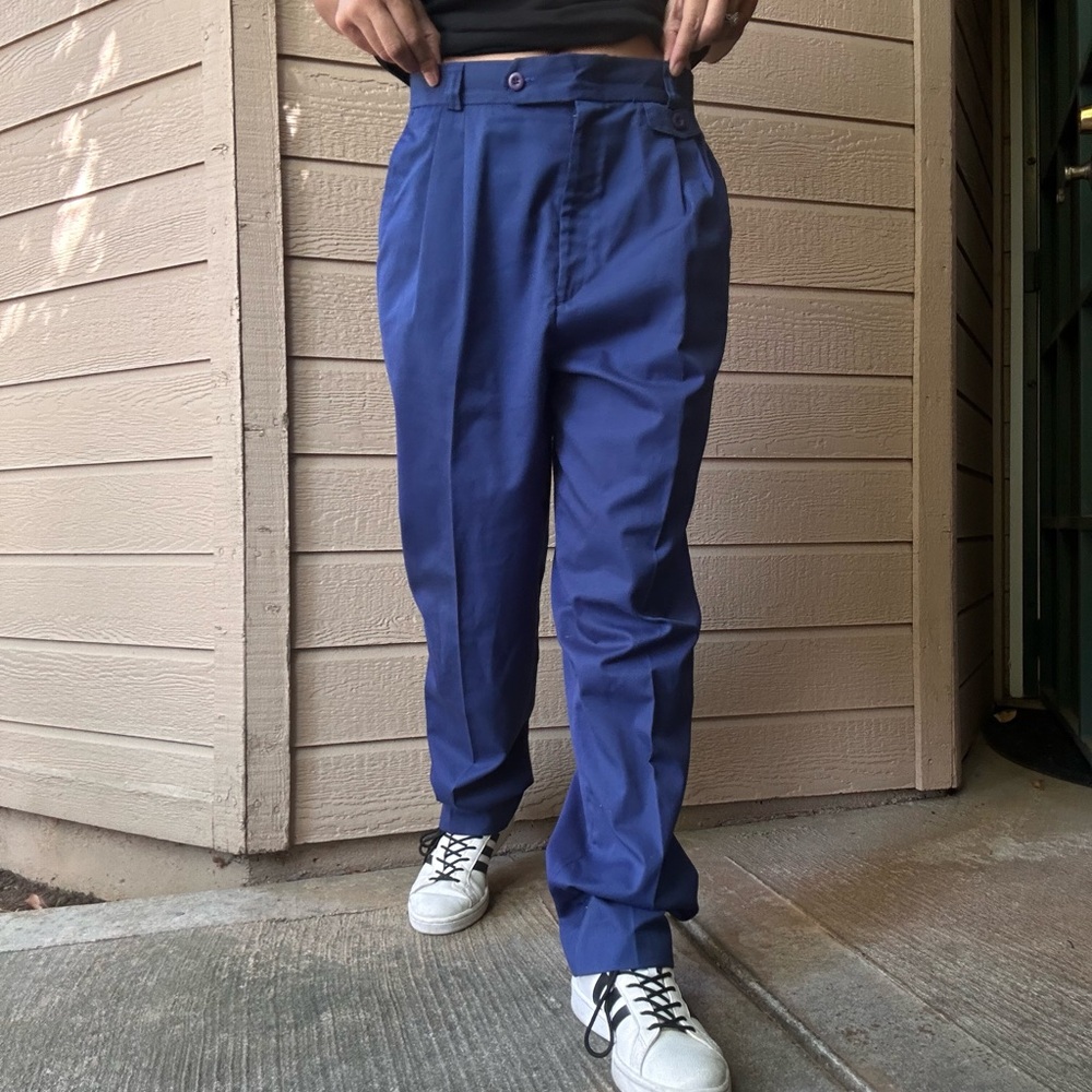 Vintage navy blue pleated trouser pants
